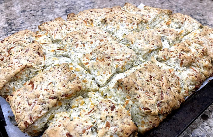 Pan of Homemade Herb and Cheese Biscuits
