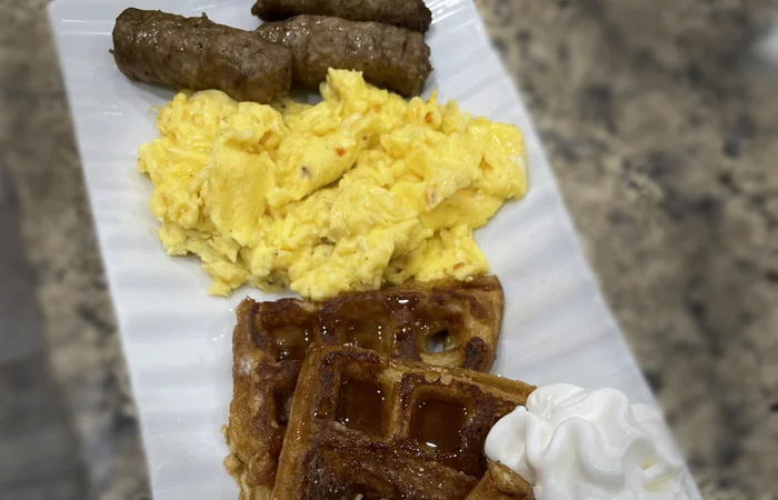 Eggs, Sausage, and Waffles