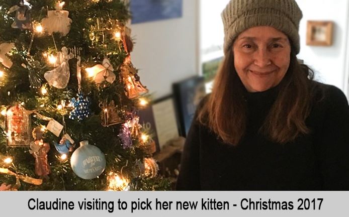 Claudine visiting to pick her new kitten, Christmas 2017