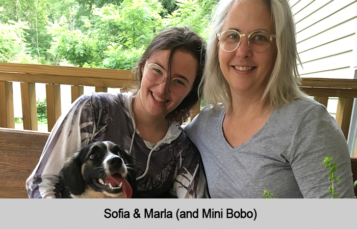 Sofia and Marla with Mini Bobo.