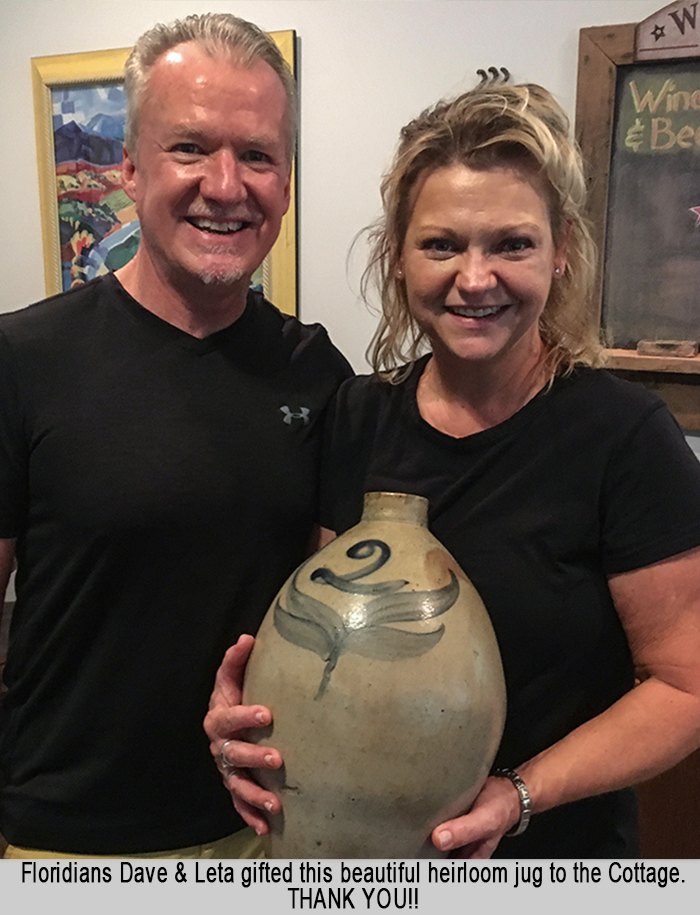 David and Leta with Heirloom Jug at St Francis Cottage